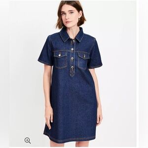 LOFT Denim Mini Pocket Dress